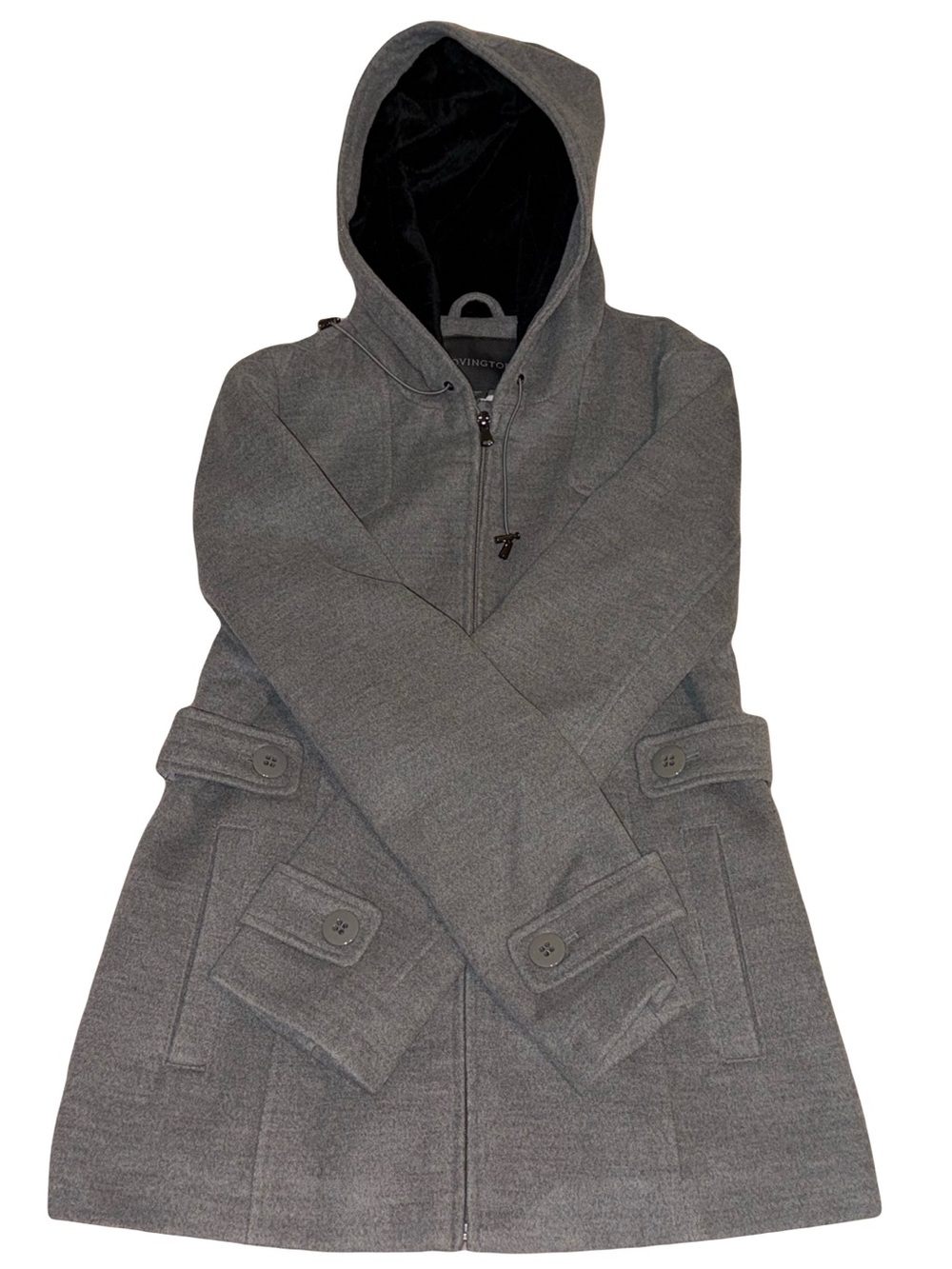 Covington Gray Hooded Coat with Black Lining